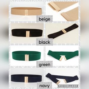 Set of 4 NWT stretch elastic gold buckle waist belts